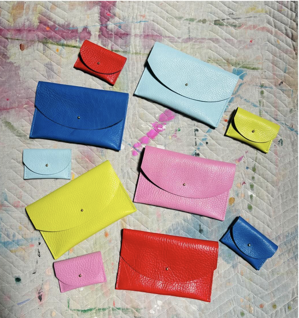 Chartreuse Leather Envelope Pouch