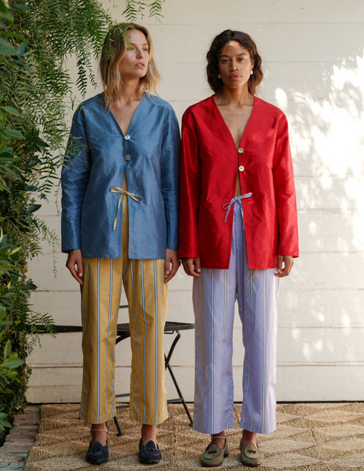 The Taffeta Split Top | Cornflower