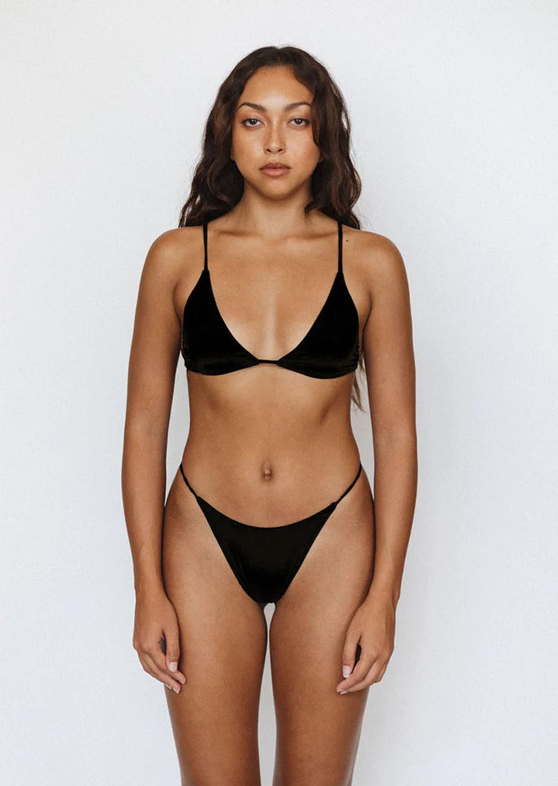 Mai String Top | Black Ribbed