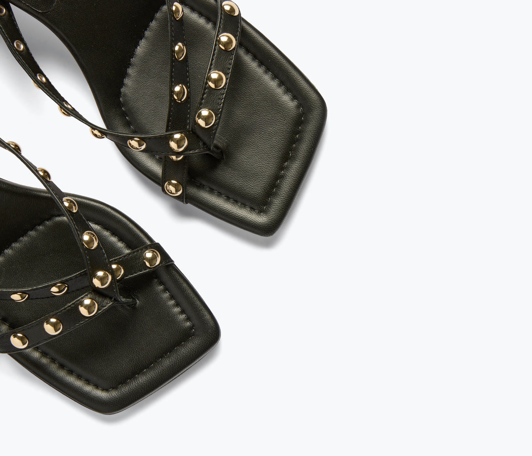 Elaine Heel | Black Nappa w/ Gold Studs