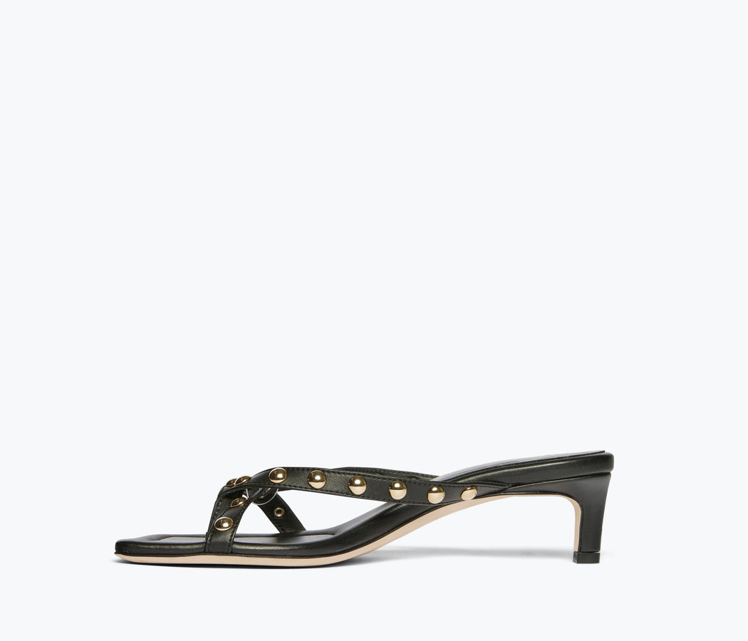 Elaine Heel | Black Nappa w/ Gold Studs
