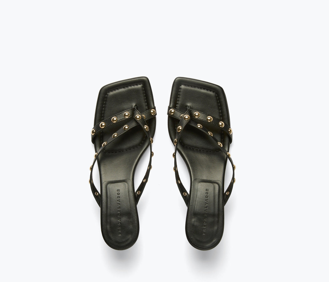 Elaine Heel | Black Nappa w/ Gold Studs