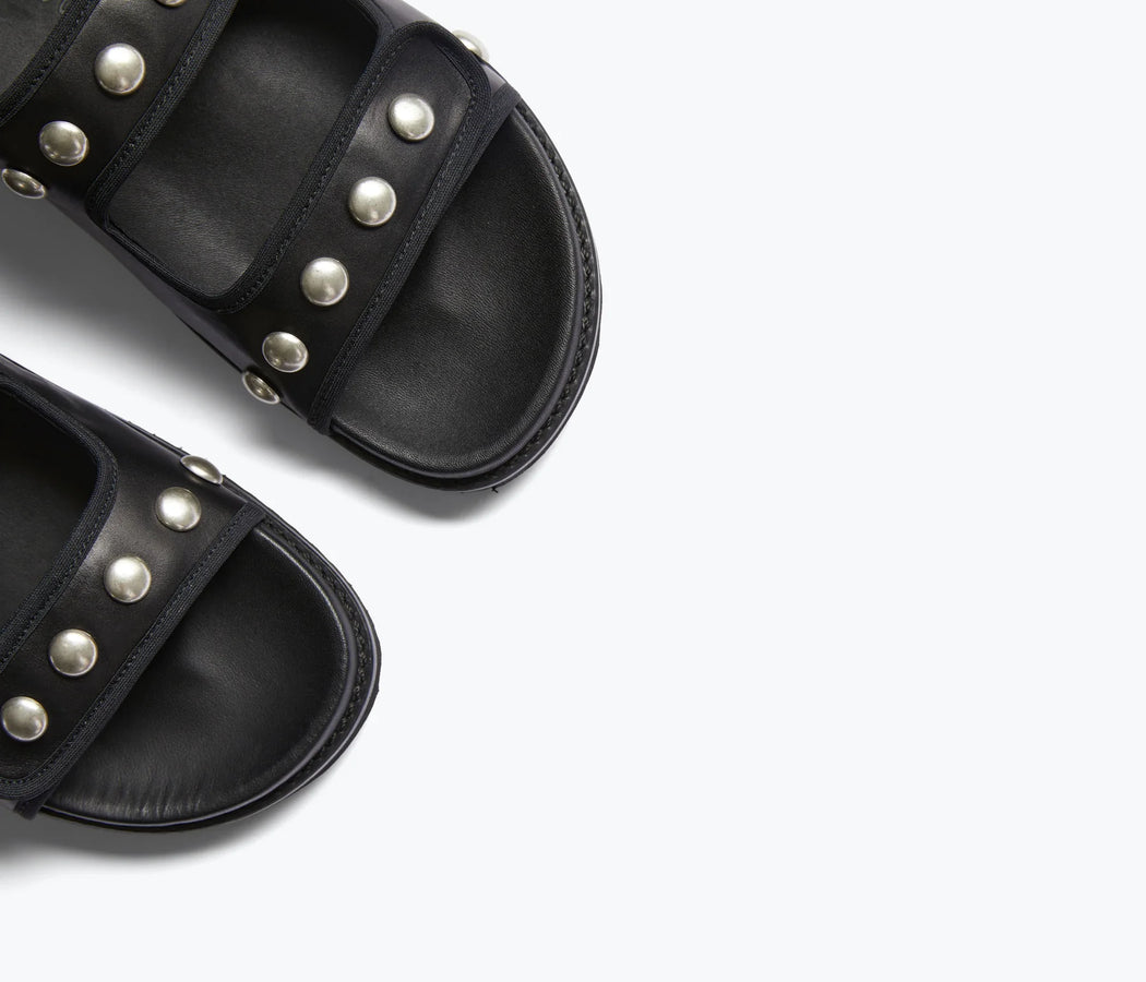 Klara Footbed Sandal with Studs| Black