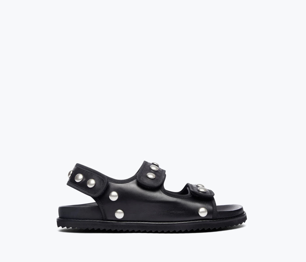 Klara Footbed Sandal with Studs| Black
