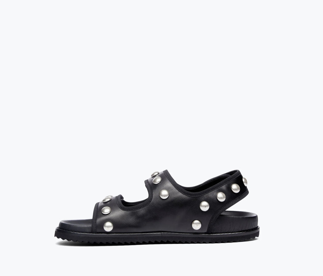 Klara Footbed Sandal with Studs| Black