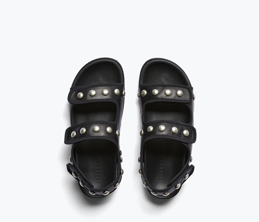 Klara Footbed Sandal with Studs| Black