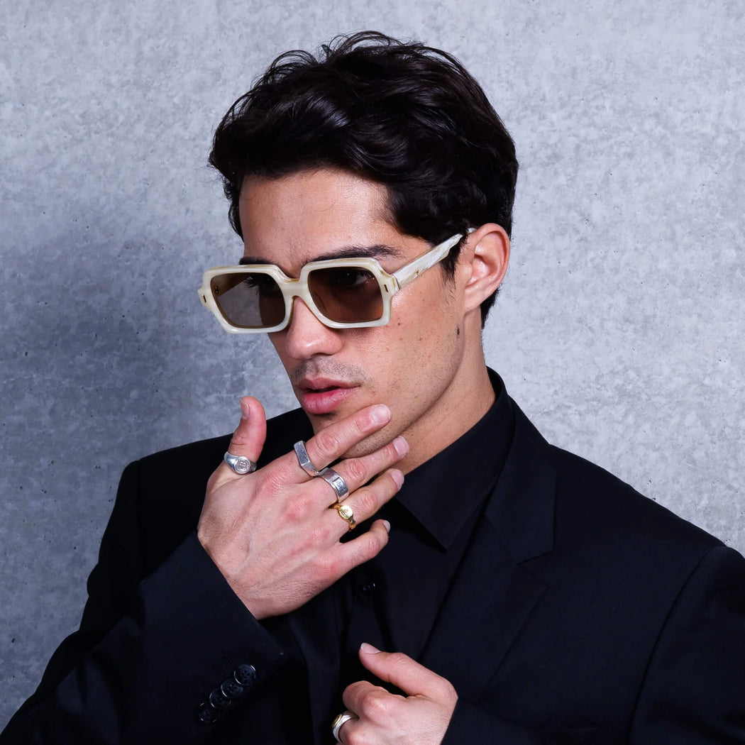 Liberty Travertine w. Gold Metal & Light Brown Lens