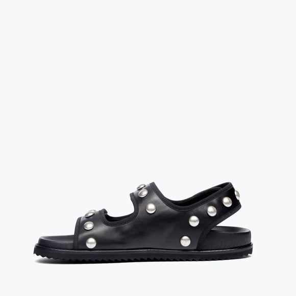 Klara Footbed Sandal with Studs| Black