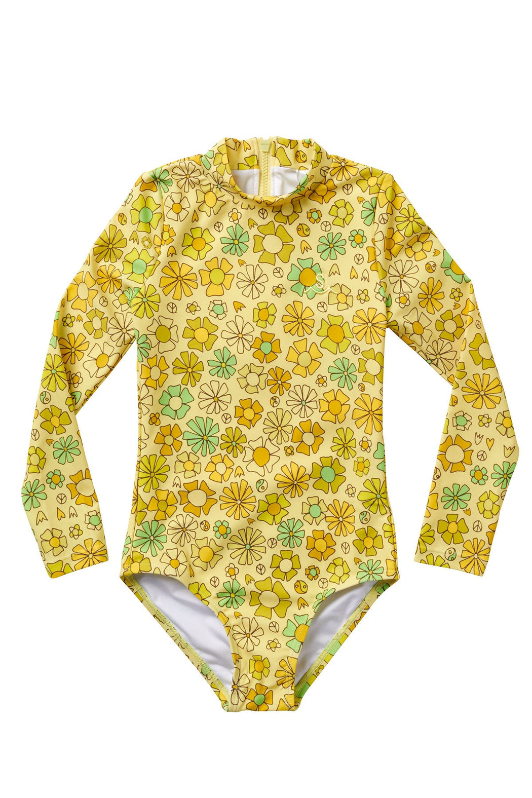Surf Birdy Longsleeve Swimsuit l Chartreuse