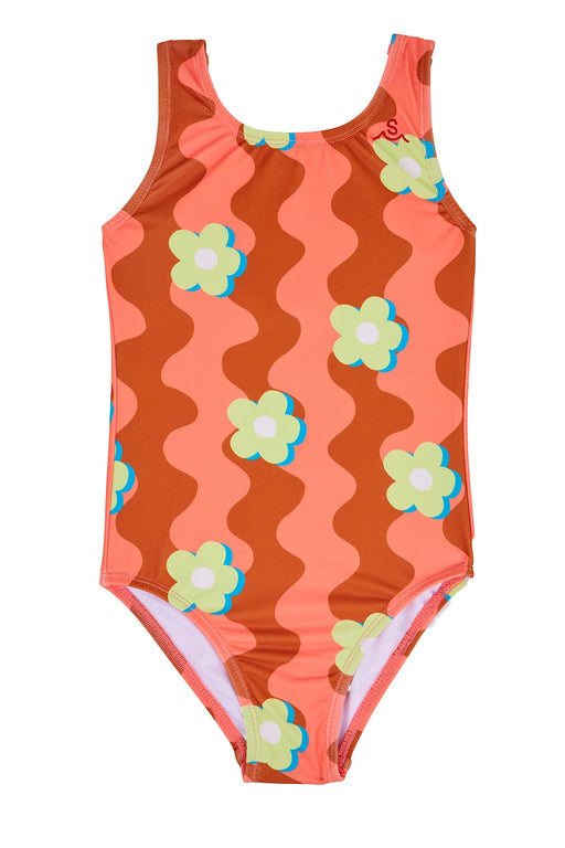 Wavy Daisy Swimsuit | Coral
