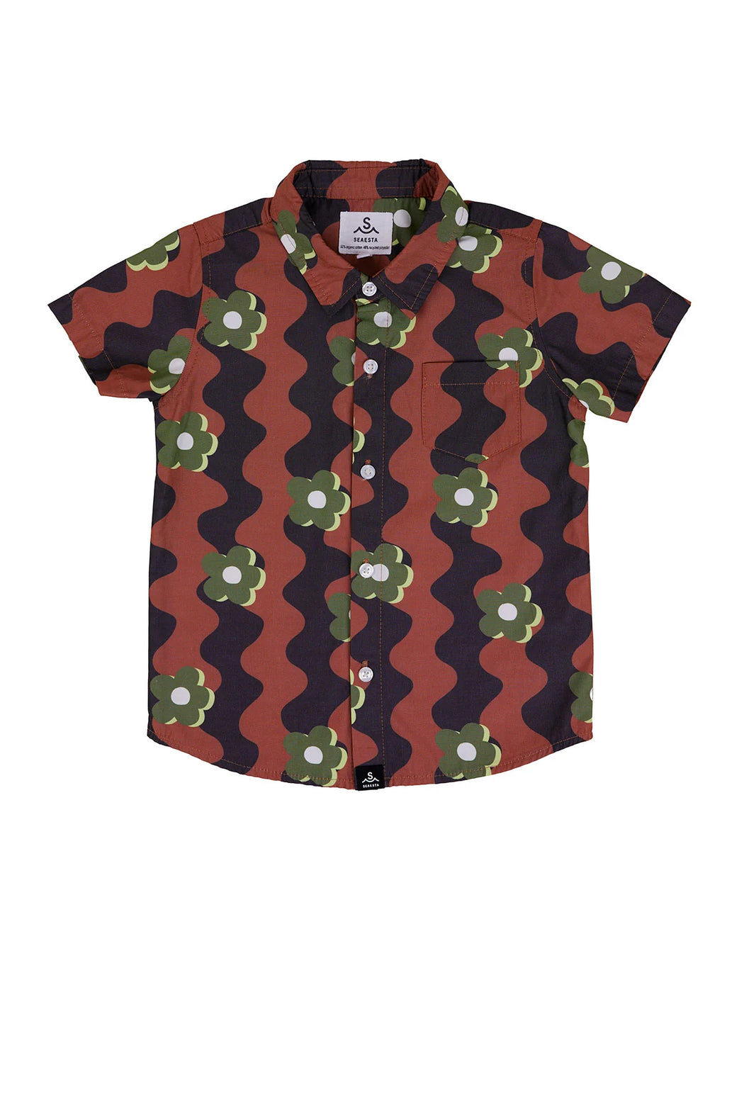 Wavy Daisy Button Up | Tan Camo