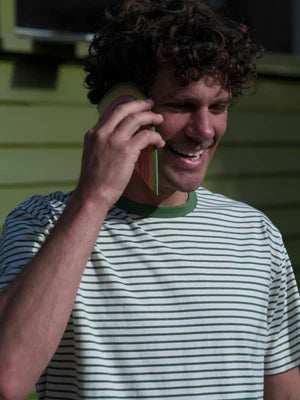 Striped Heavy Tee | Natural/Green