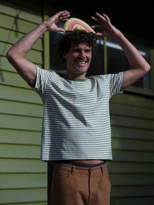 Striped Heavy Tee | Natural/Green