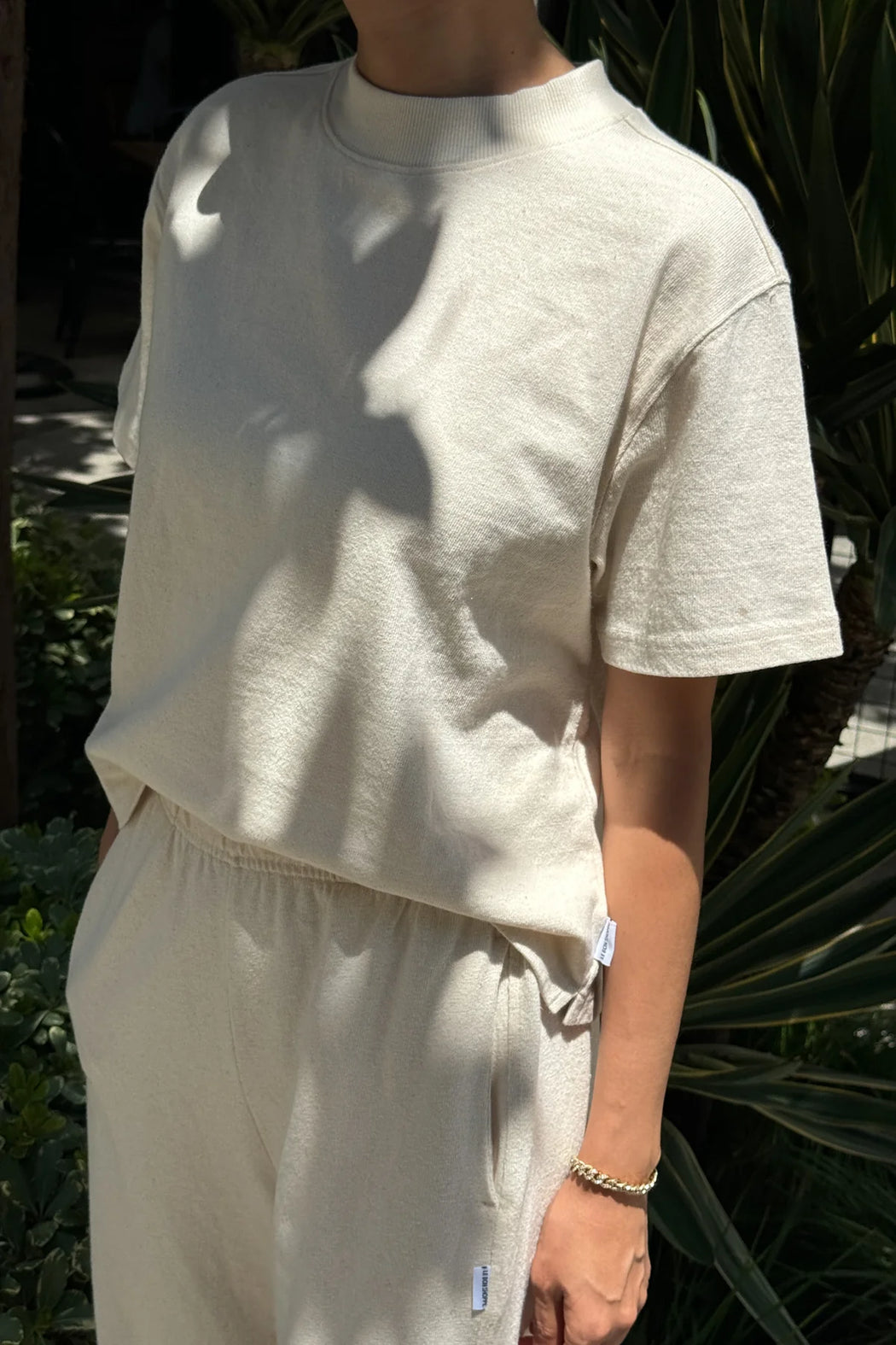 Sunset Mock Neck Tee l Natural