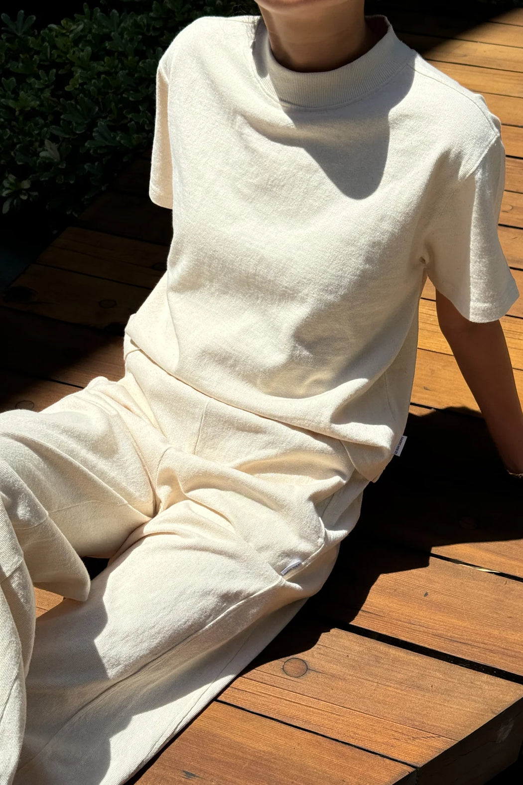 Sunset Mock Neck Tee l Natural