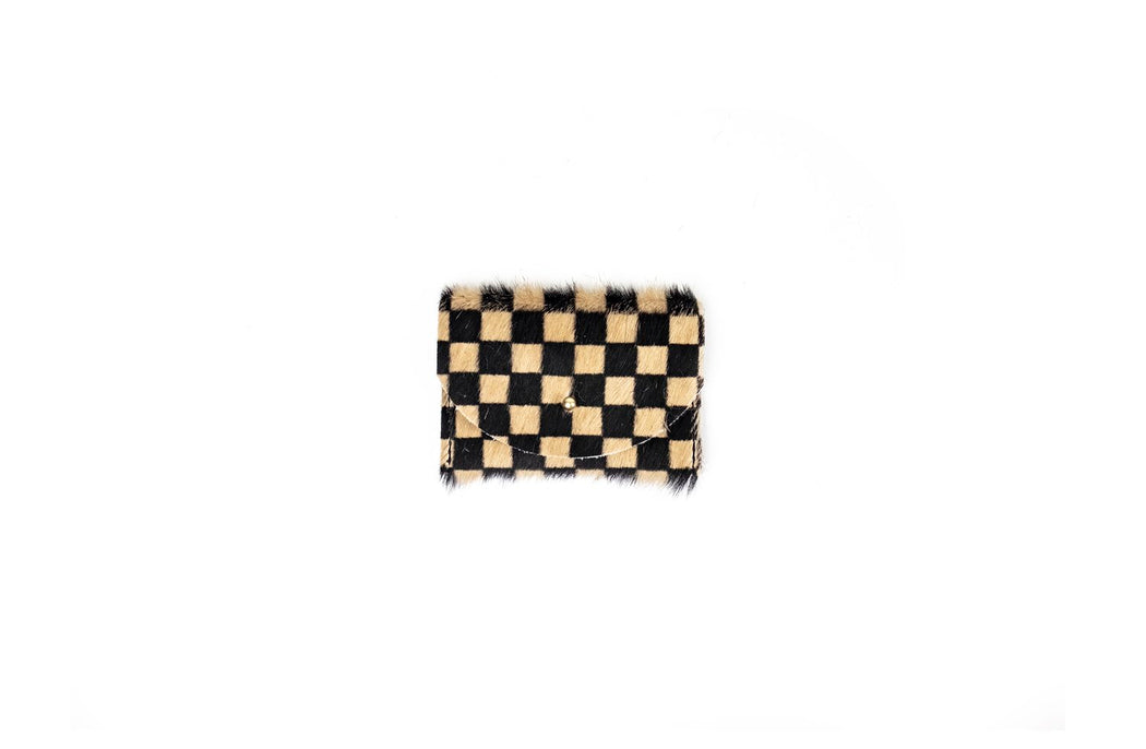 Tan Checkered Card Holder
