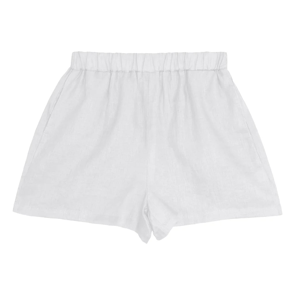 Tellaro High Waist Linen Shorts | Foam