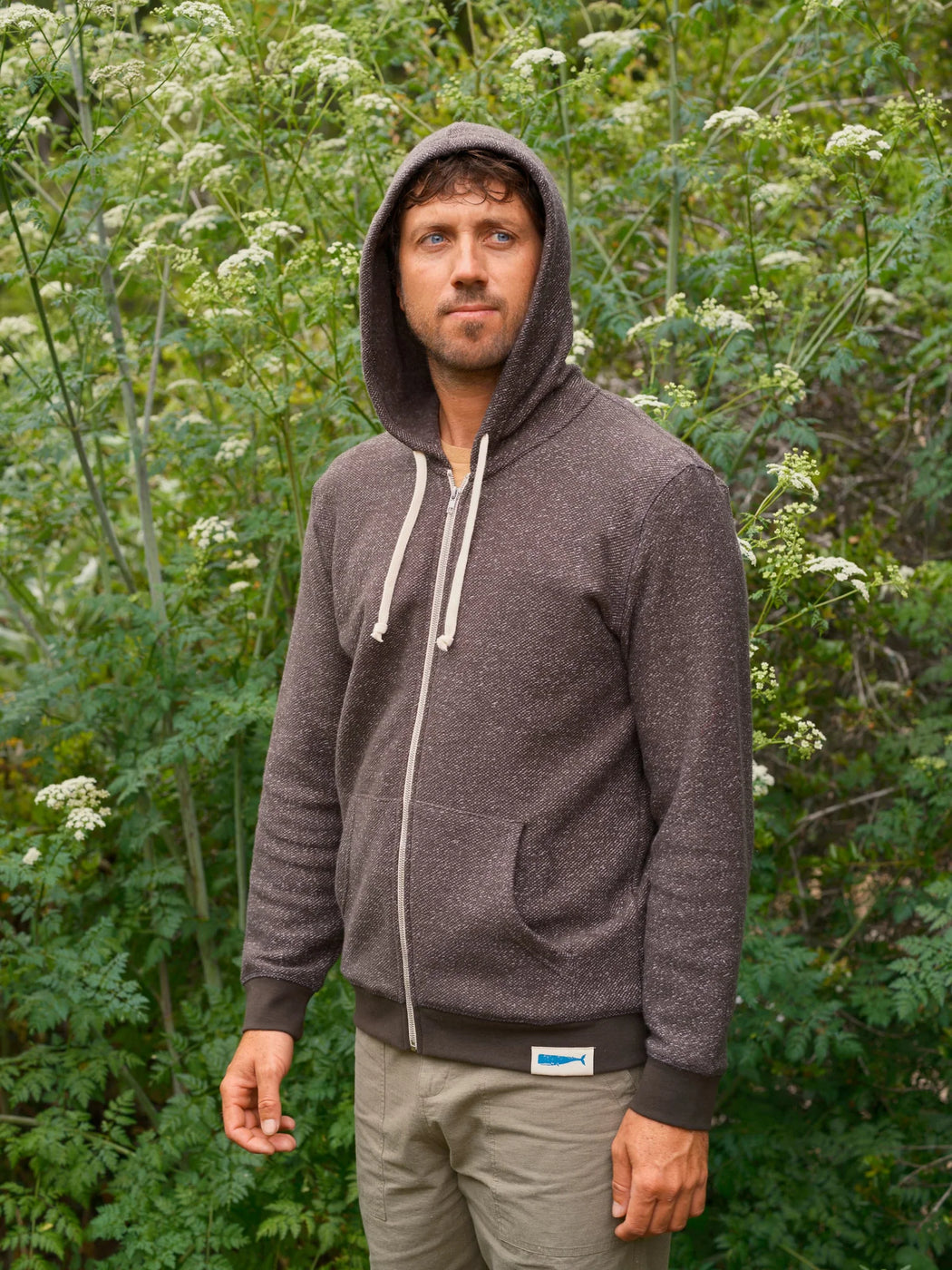 Whale Patch Zip Up | Faded Black