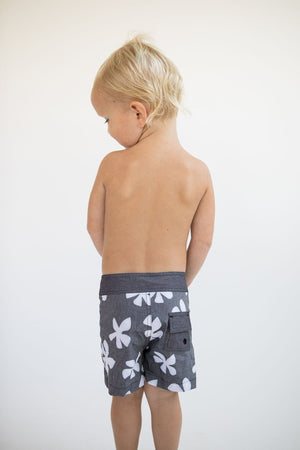 Kids Townshorts | Black Plumeria