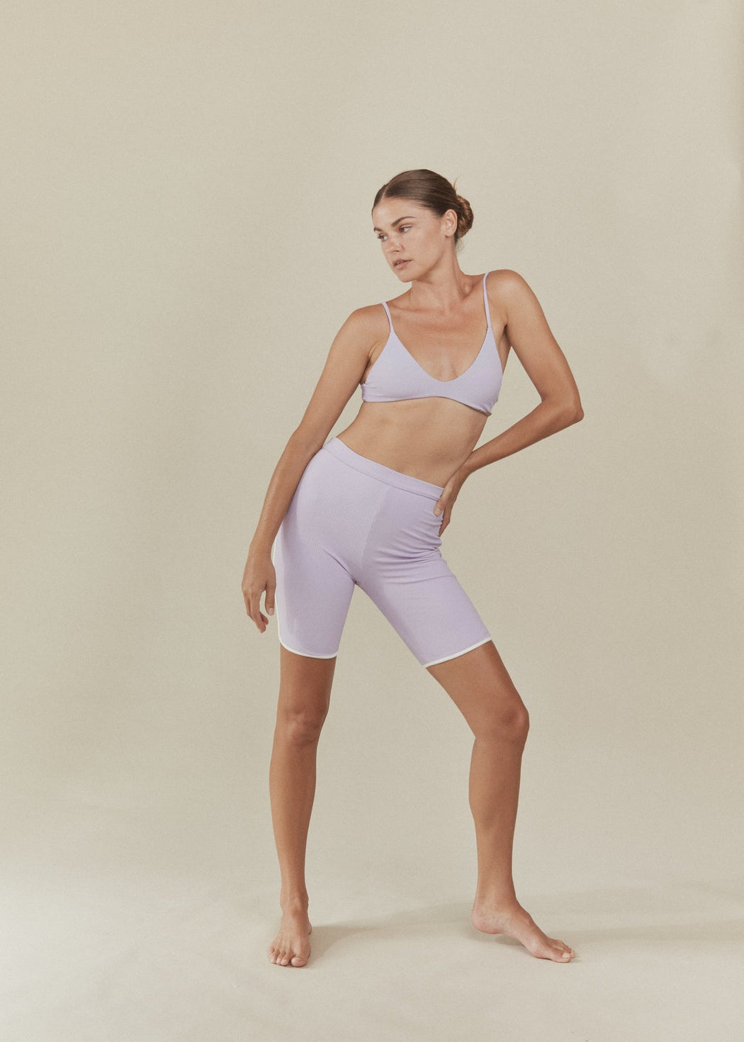 Fox Piped Ribbed Bike Short l Lilac