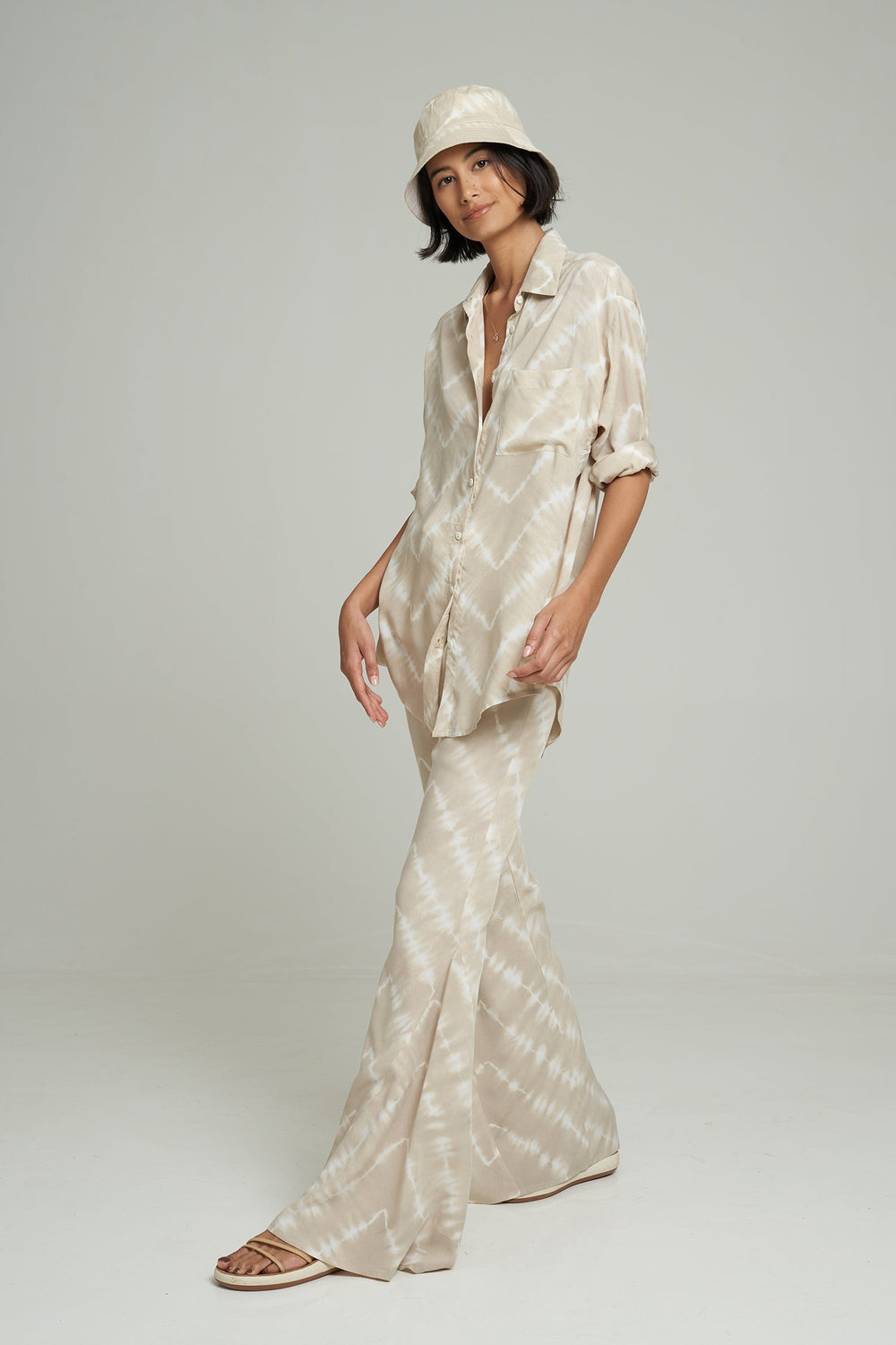 MARINA TIE DYE FLARE PANTS | SAND/VANILLA