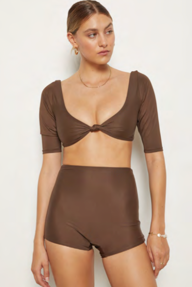 Shiso Crop Bikini Top | Cedar