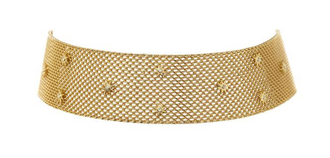 Revel Starburst Mesh Choker | Antique Gold