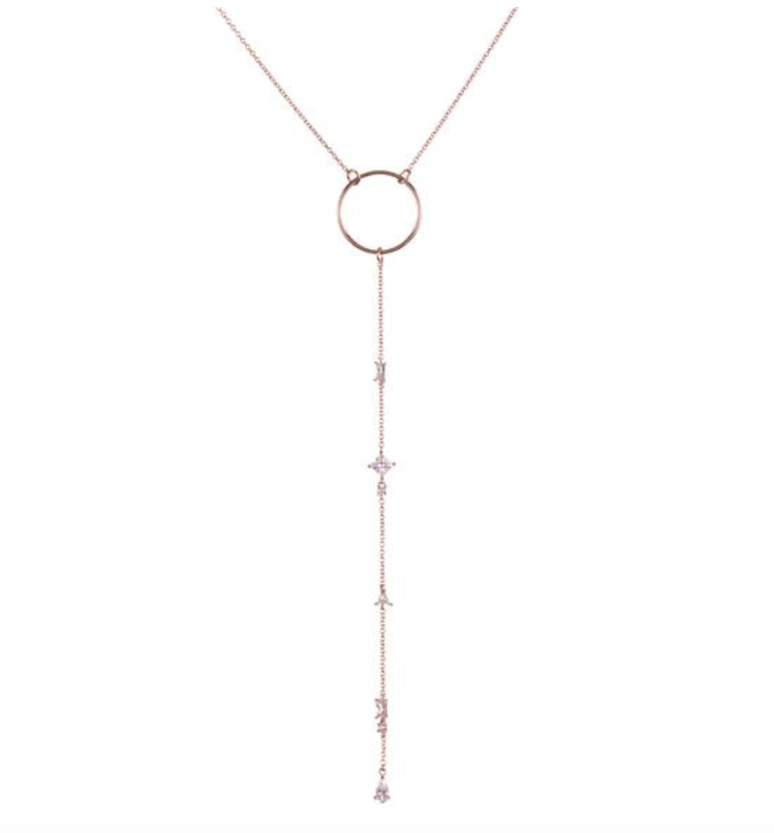Scattered Gem Lariat | Rose Gold