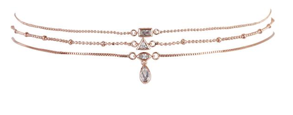 Hanging Stone Choker Set | Rose Gold