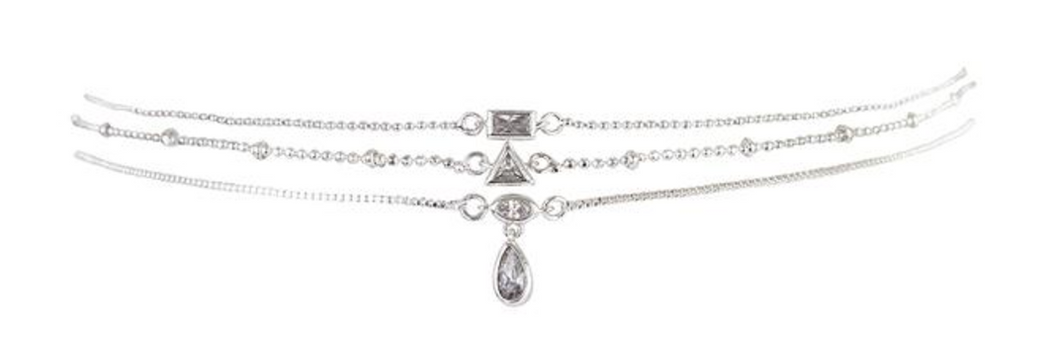 Hanging Stone Choker Set | Silver