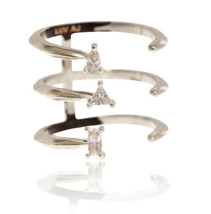 Scattered Gem Triple Ring | Silver