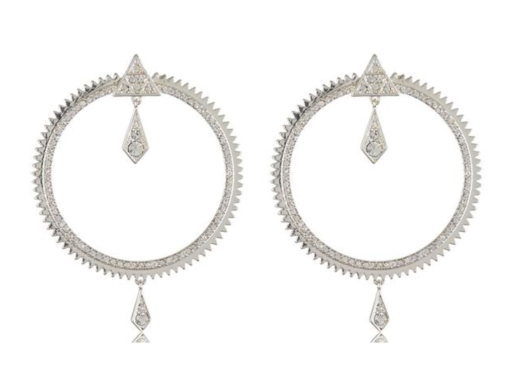 Pavé Kite Statement Hoops | Silver