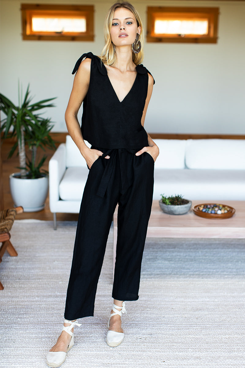 Paris Pant | Black Linen