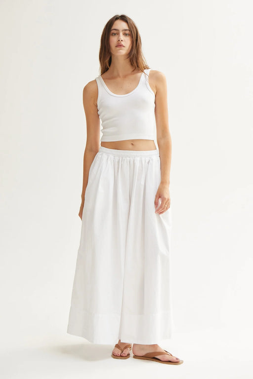 Kate Poplin Pleated Skirt | White