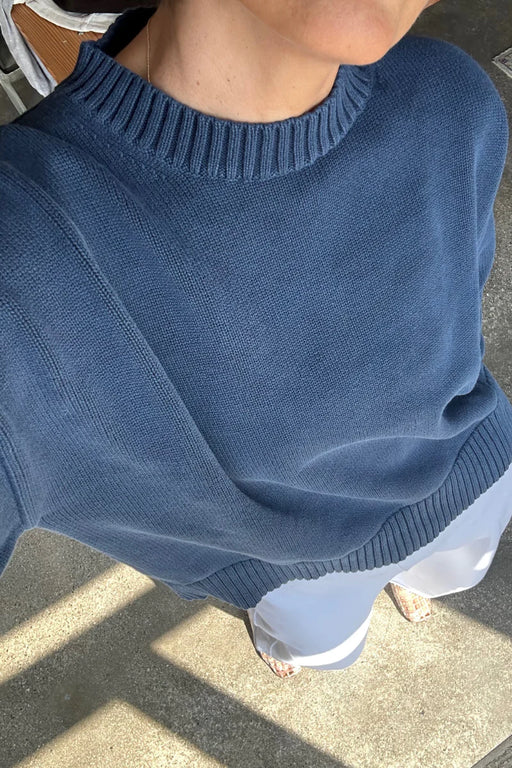 Candi Cotton Crewneck Sweatshirt | Cadet