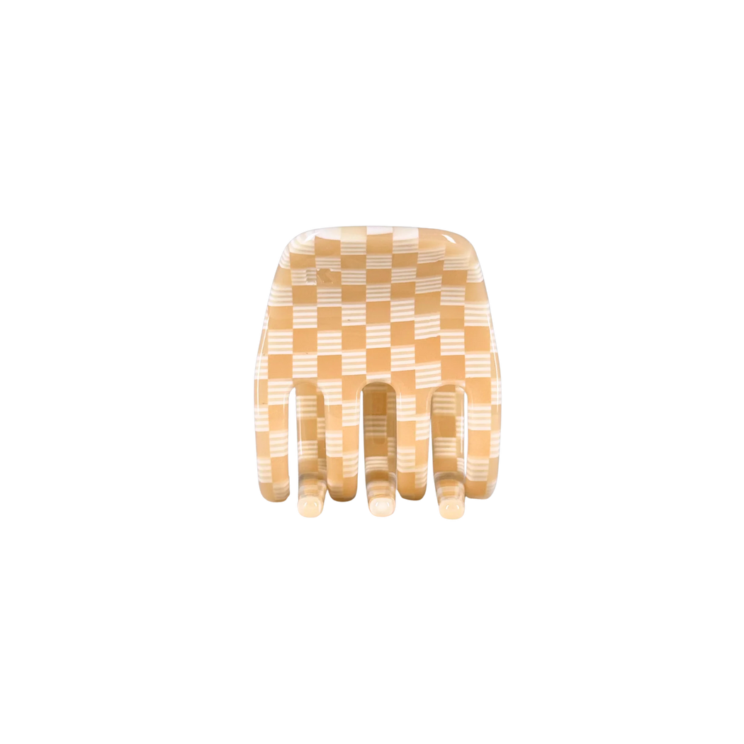 Small Hair Claw Clip | Peach Checker (w/Charm Ring)