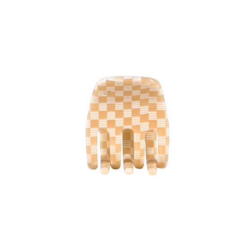 Small Hair Claw Clip | Peach Checker (w/Charm Ring)