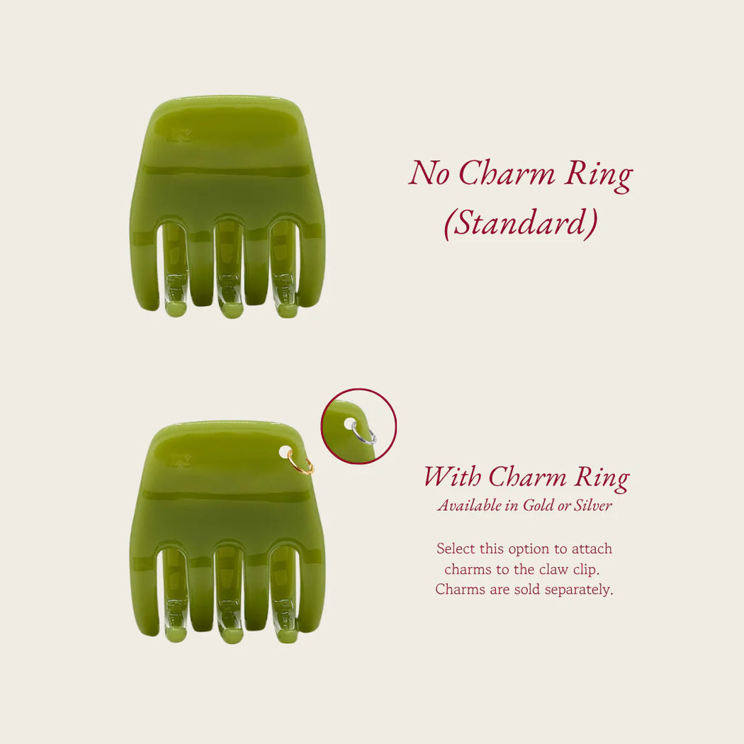 Small Hair Claw Clip | Peach Checker (w/Charm Ring)