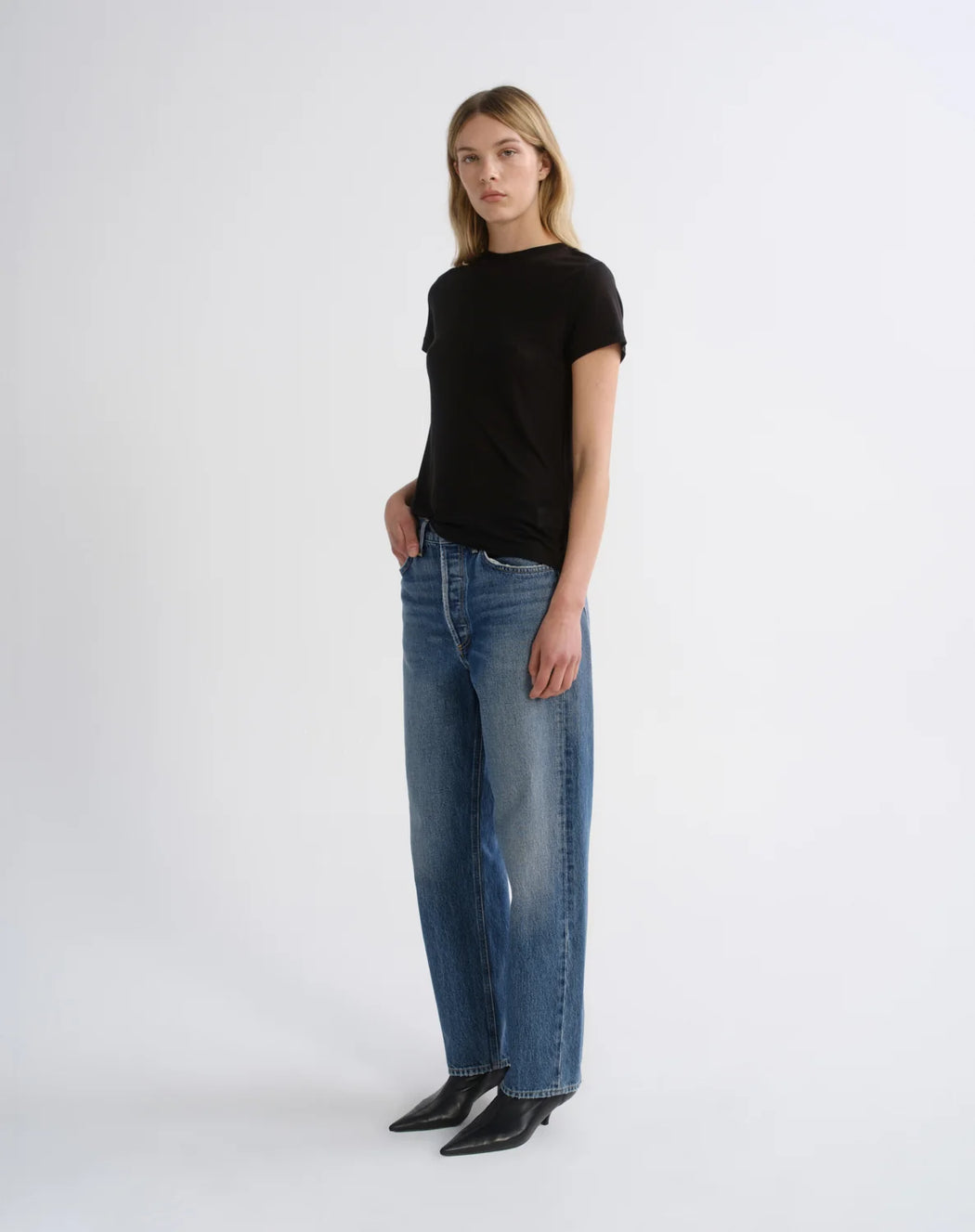 Long Line Adine Tee | Black