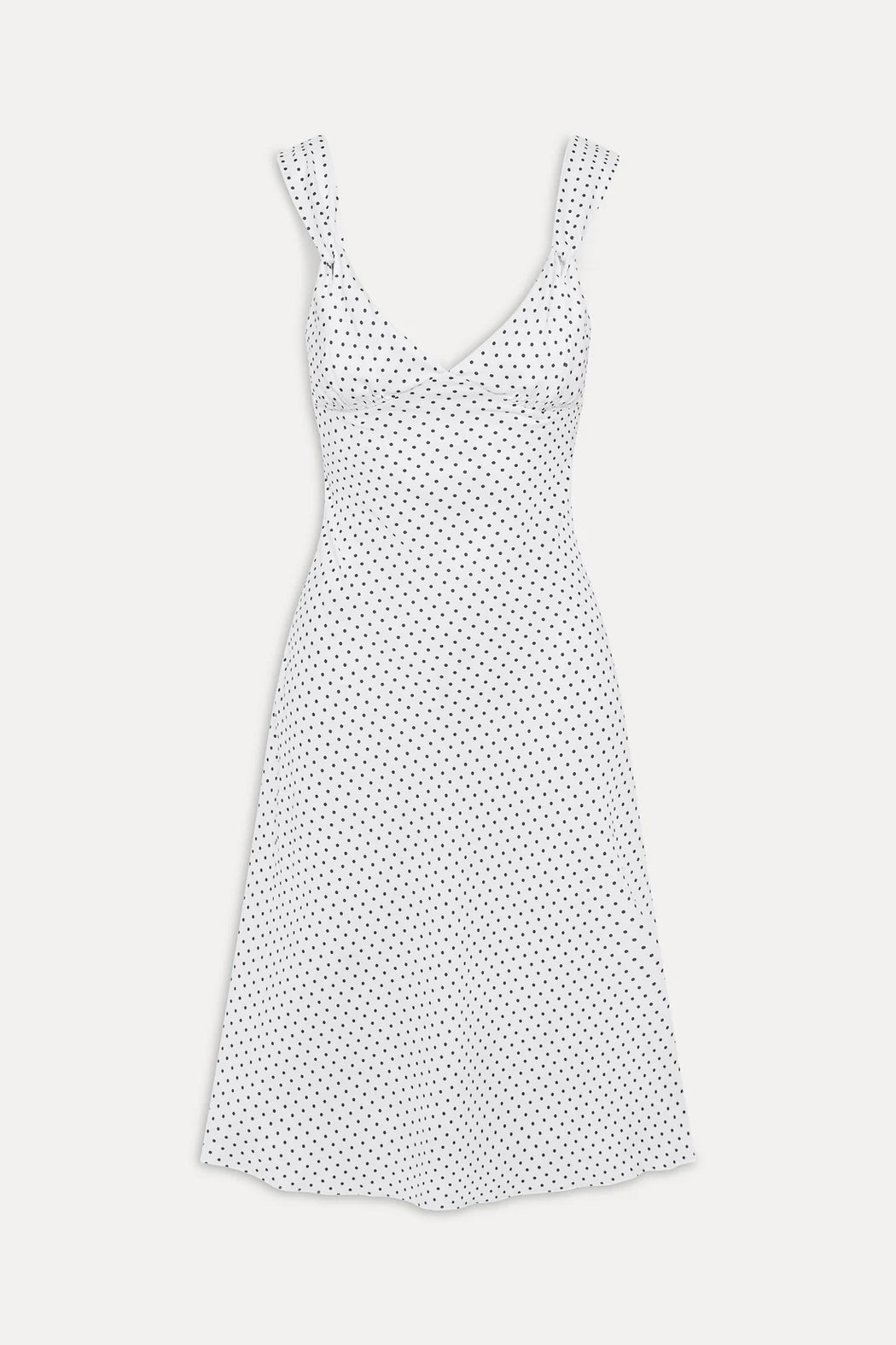 Aurora Satin Midi Dress | White Polka Dot
