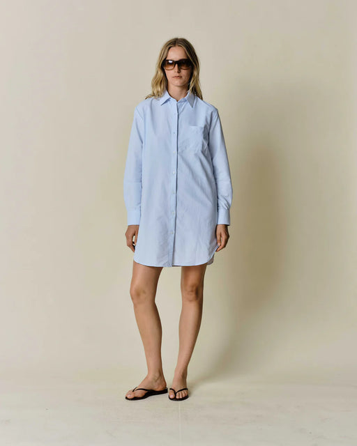 Long Sleeve Button Up Dress | Sky Blue