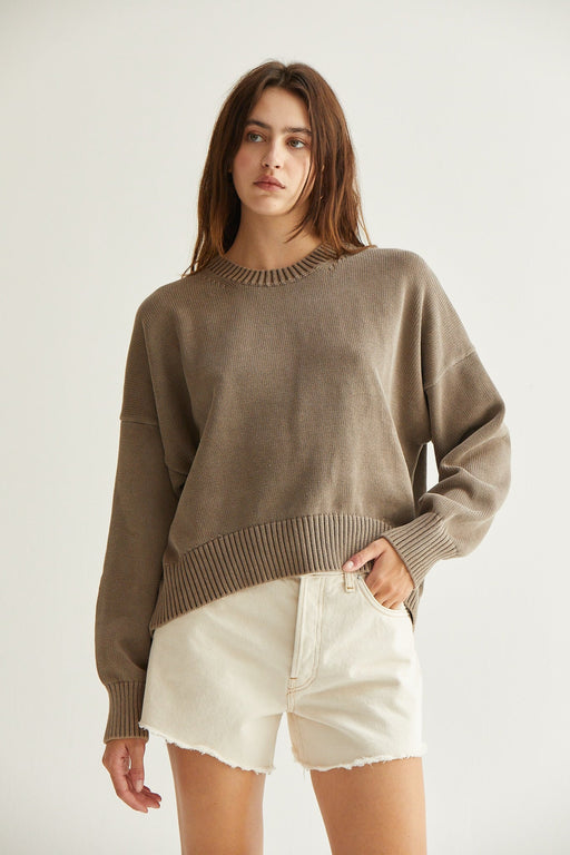 Candi Cotton Crewneck Sweater | Vintage Mushroom