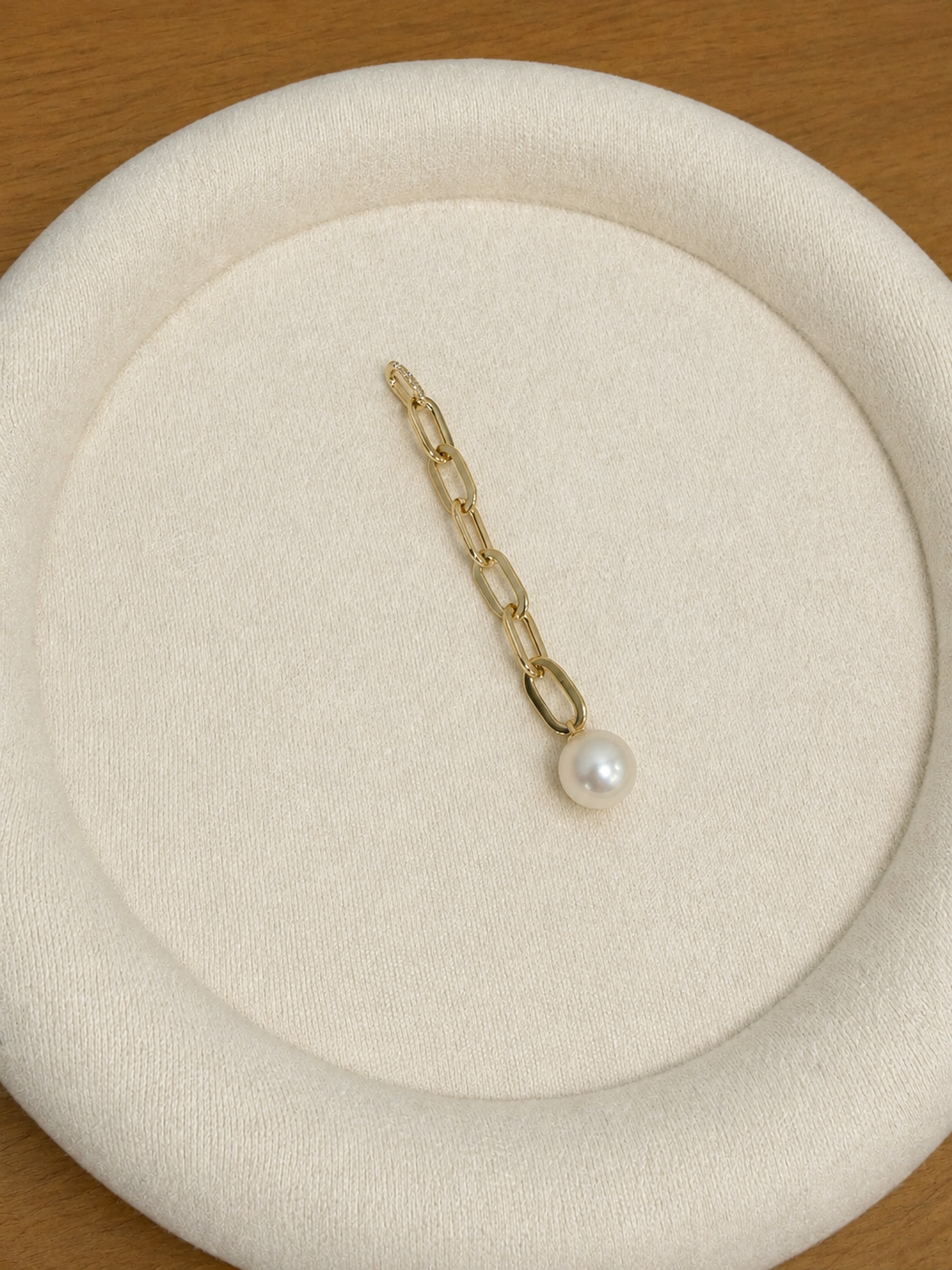 Paper Clip Link Pearl Drop Charm