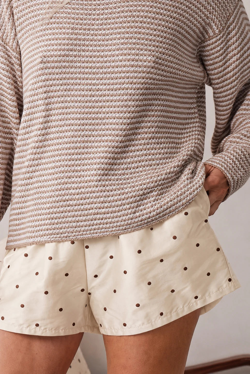 The Silk Taffeta Tap Short | Walnut Polka Dot