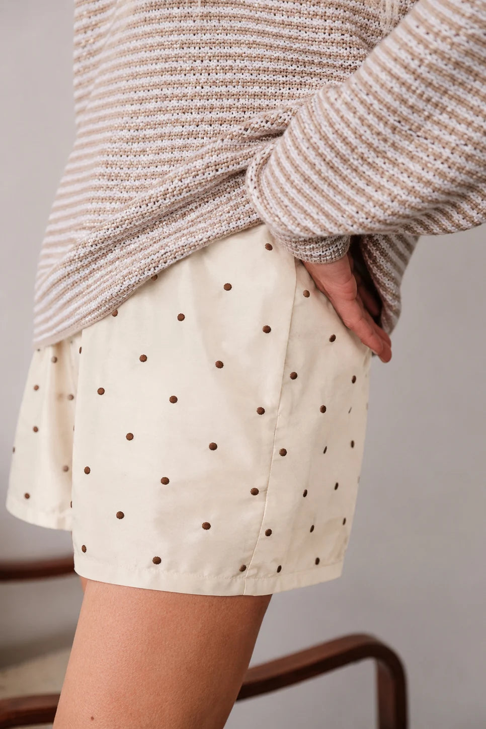 The Silk Taffeta Tap Short | Walnut Polka Dot