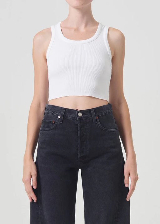 Cropped Poppy Tank | White