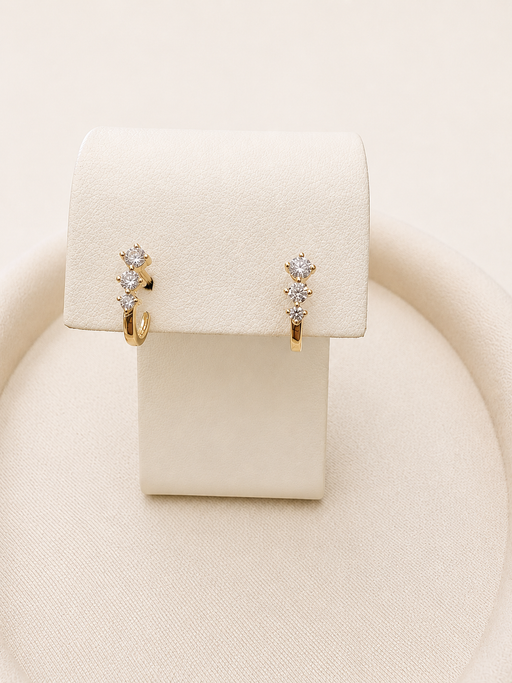 Petite Gradient 3 Diamond J Hook Earrings