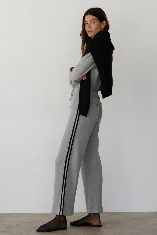 Thermal Crop Stripe Pant | Heather Grey