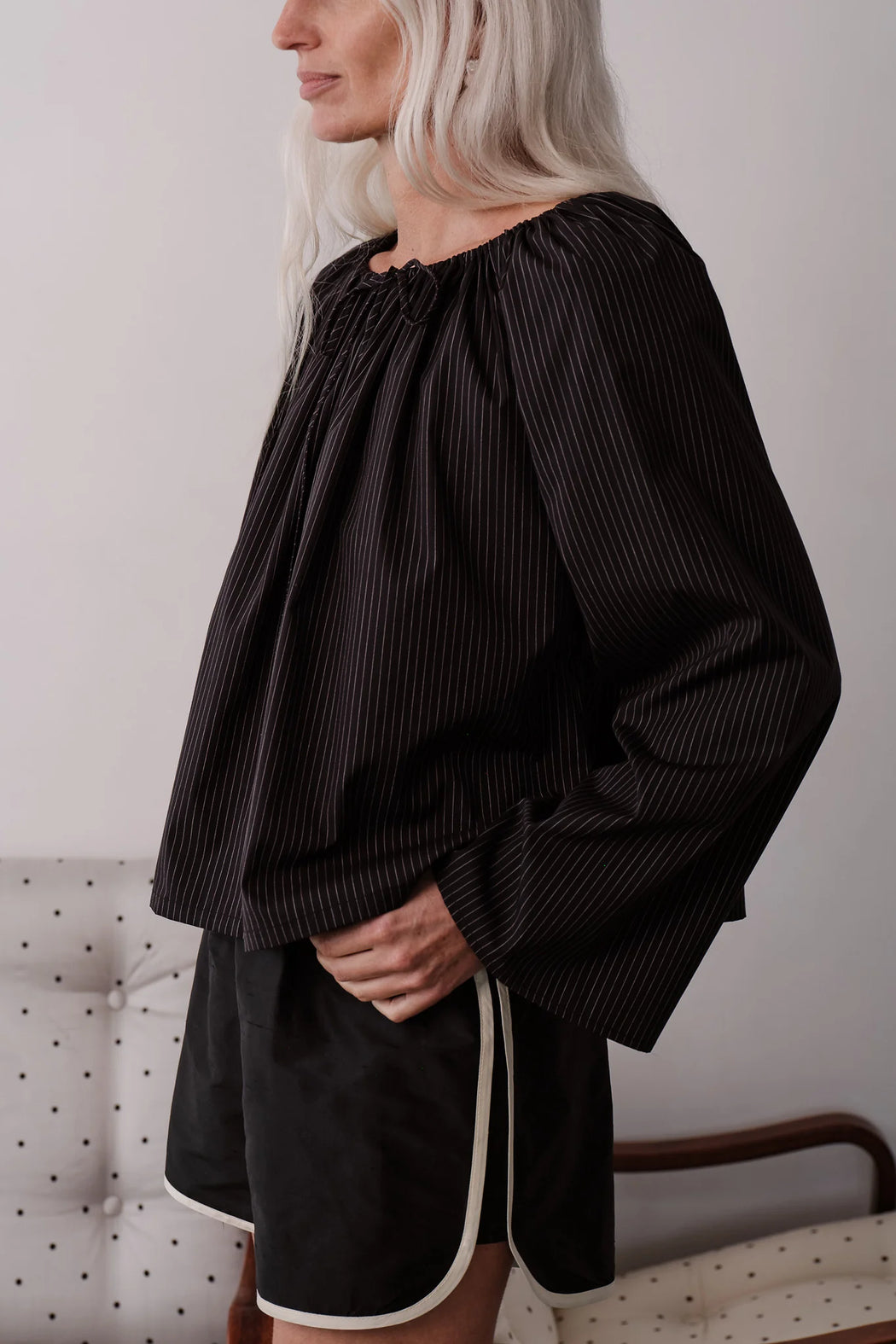 The Taffeta Racer Stripe Short | Jet