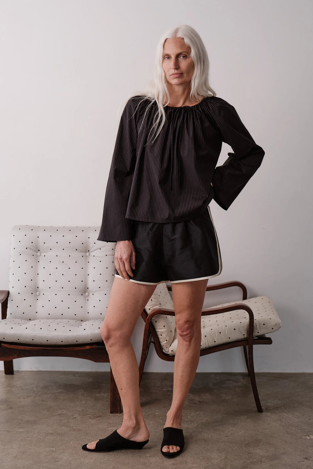 The Taffeta Racer Stripe Short | Jet